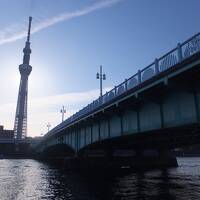 浅草に泊まって夜は湯めぐり。朝は隅田公園から山谷堀公園へ。