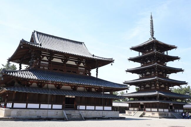 西暦607年(推古15年)、飛鳥時代に聖徳太子と推古天皇によって創建された日本最古の寺である奈良の法隆寺を訪問しました。1993年、日本では最初に世界文化遺産に登録されました。法隆寺にあるものの多くが国宝であり、今回は中門の国内最古阿吽仁王像、金堂の国宝像の数々、美しい百済観音像など国宝中の国宝を観ることを楽しみに大阪から大和路快速で斑鳩の里へ向かいました。<br />拝観料1,500円(西院伽藍・大宝蔵院・東院伽藍)、内部の撮影は禁止です。ぜひご自身の目で国宝38件、重要文化財155件を観てください。先日、クラウドファンディングを発表されていましたが維持管理よろしくお願いいたします。