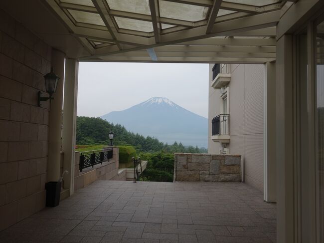 山中湖ちかくの大きなホテルに泊まりました。温泉がないのは分かっていましたが，部屋から富士山が見えないのにはガッカリしました。しょうがないですかね。