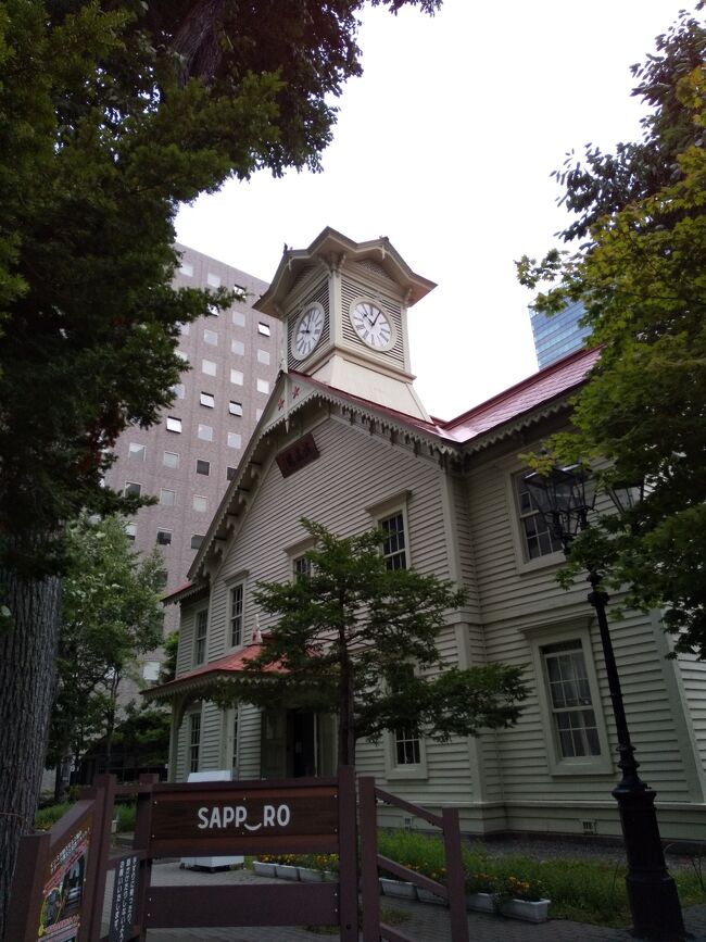 私はず~と昔、3回ほど行ったことがある北海道ですが、主人が行ったことないというので、函館と札幌と小樽だけでいいからぶら~と行こうよと言うので、まぁ、マイルもあることだし、行きましょうという事になりました。<br /><br />飛行機チケットはOK!! さあ、ホテルはというと札幌割第2弾をしていて、ずいぶんお得に旅行できそう。 ラッキー!!<br /><br />お天気は曇りで蒸し暑く、昔のイメージのカラッとした北海道ではなかったですが、おいしいものいっぱい食べて、楽しい旅というかおいしい旅になりました。<br /><br />今日は最終日。 札幌を観光して帰ります。