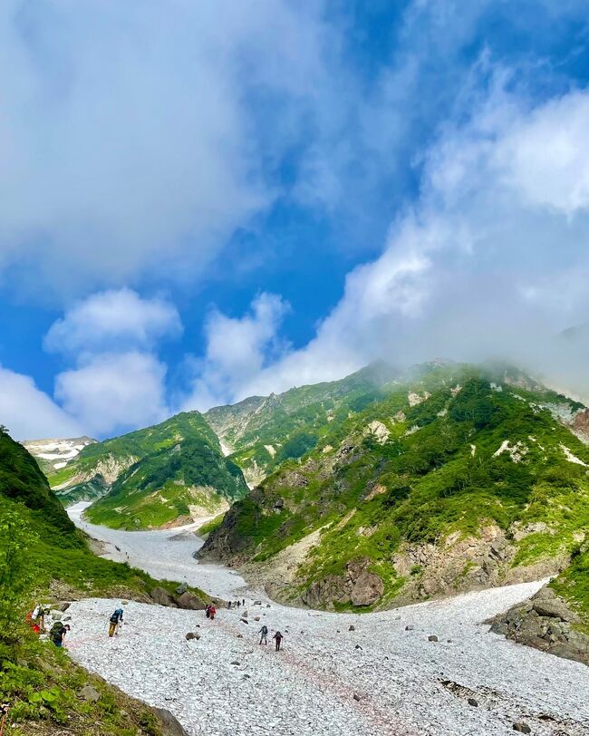 恒例の夏山登山<br />今年は猿倉の白馬岳登山口から出発、白馬大雪渓　白馬岳　小蓮華山　白馬大池　白馬乗鞍岳と縦走し、栂池自然園　最後はロープウェイに乗って栂池高原駅でゴールというコースに参加しました。<br />