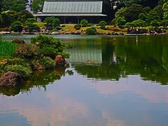 清澄白河-3　清澄庭園c　涼亭あたり　大泉水・松島・磯渡り　☆芭蕉‐古池や‐句碑