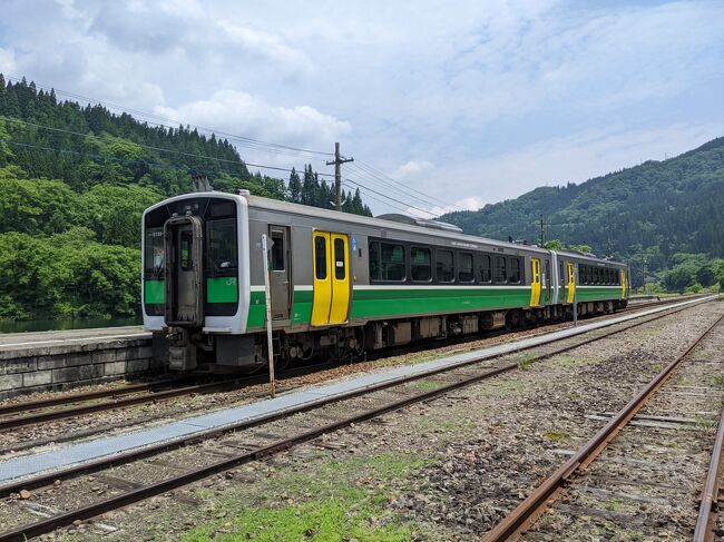 6月、素晴らしき奥会津から会津若松、いわきへ戻り旅、<br /><br />会津川口からスタートです。<br />只見線で会津若松駅へ、<br />翌日に、<br />磐越西線（ばんえつさいせん）で郡山駅まで、<br />駅弁を買いまして、<br />磐越東線（ばんえつとうせん）いわき駅へ！<br /><br />それでは、新緑の福島横断旅２、どうぞ！<br />