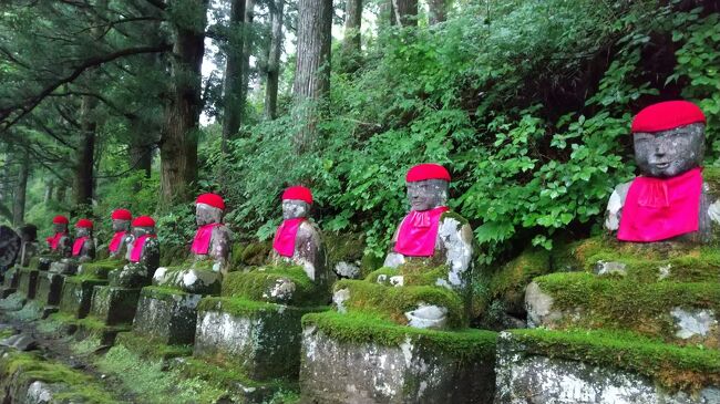 霧降高原のニッコウキスゲが満開時期に絡めて「赤薙山」「丸山」登山を計画、日光に宿を予約。<br /><br />１日目　宇都宮市内を散策（宇都宮二荒山神社、宇都宮城址、松が峰教会）宿の傍の憾満ヶ淵の並び地蔵<br /><br />２日目　前夜から雨になり、朝も降ってたので登山は諦め、大谷資料館、平和観音を見学