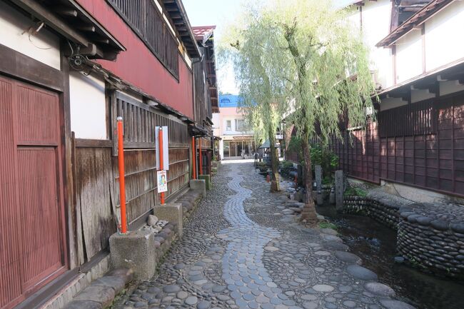 今回は阪急の岐阜県から北陸地方を回るツアーに参加してきました。<br /><br />現地添乗員さん付き、参加人数は11名。<br />コロナで少しキャンセルが出てしまったようです。<br /><br />久しぶりの一人参加なので、気まま旅を楽しみましょうｖ<br /><br /><br />画像は郡上八幡のやなか水のこみち。