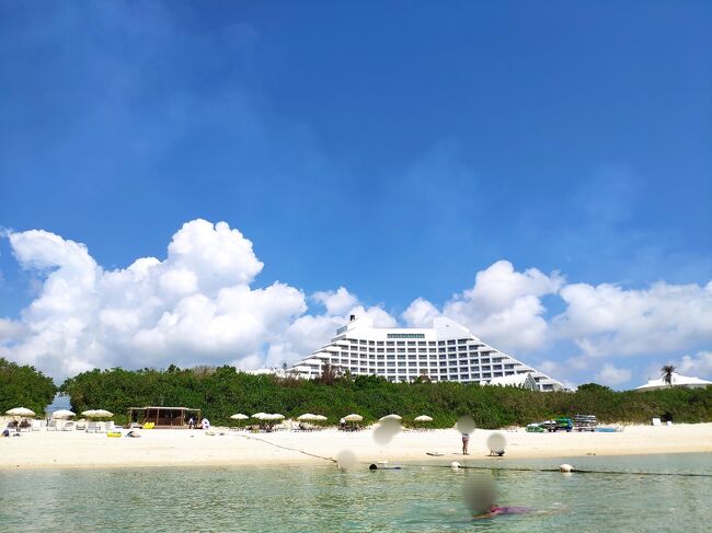 ダイビングがメインの旅行記①の続き<br /><br />最終日の飛行機までの時間も遊びたい!<br />てことで、マエサトビーチを訪れました。<br />ANAコンチネンタルホテルのビーチのため、<br />キレイに整備され、アクティビティも充実<br /><br />海もとってもキレイなので、<br />海水浴での海デビューにもオススメ!<br /><br />★★★気になる費用★★★<br />・オーシャンパーク<br /> 大人 2,500円<br /> 子供 800円<br /><br />他、交通費(バス、タクシー)、ごはん代等<br />