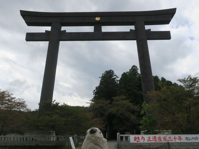 コロナになってから久しぶりに飛行機による旅を楽しんできました。<br /><br />行先は日本人なら一度は訪れたい熊野。いつもの旅のおとも桜文鳥雛のぬいぐるみゴエモンも一緒です。<br /><br />Part3は紀伊半島を横断して、熊野本宮大社（大斎原）→中辺路（熊野古道）→白浜（南方熊楠記念館）。