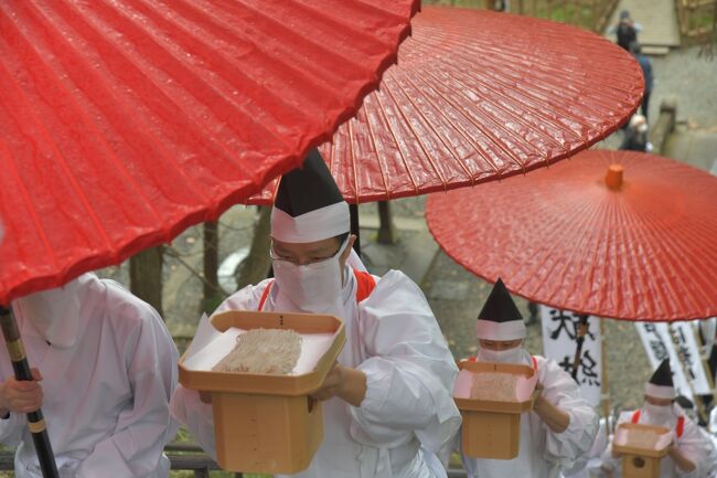 戸隠神社・中社「第53回新そば献納祭」開催。まつりでは、「こね」、「のし」、「切り」役の三役の手によって作られたそばが、豊かな実りへの感謝と来年への祈願をこめて戸隠神社の神様へ献納された。<br />