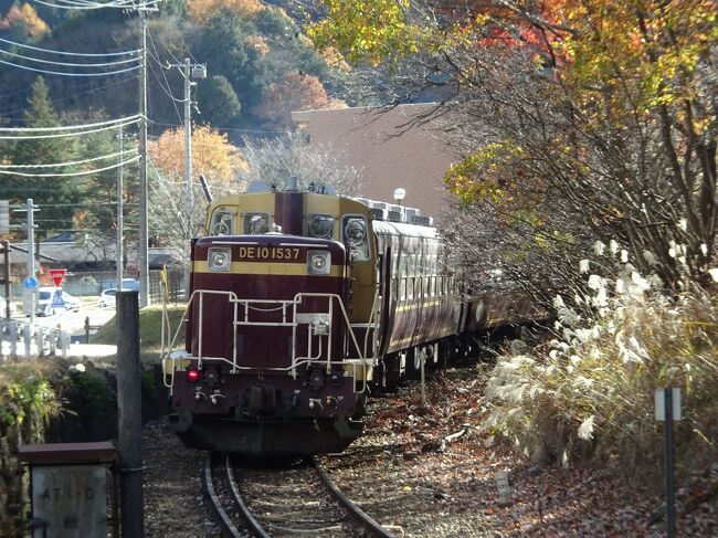 秋の関東乗り鉄たび、その５（わたらせ渓谷トロッコ列車で紅葉と廃墟）