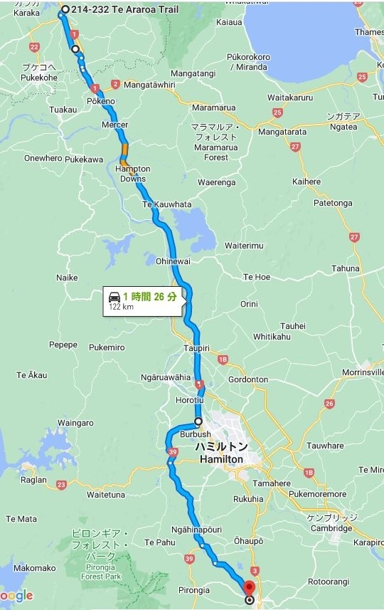 11月19日<br />やもなくDruryのDrury Domain公園で1泊し、さらに南下して行きます。1号線も走れるようになり、ほぼ高速道路仕様の1号線を平均速度30km/hで爆走します。ハミルトンを迂回しキャンプ地を目指しますが、事前調査通りテント設営禁止（はっきり表記あり）さすがにあきらめ、Te Awamutuに移動します。スーパーで食料を調達し、また公園で1泊します。<br /><br />本日最高走行距離128.3ｋｍ達成。最高速度も66km/hを記録しました。<br /><br />動画を作成しました、ご覧ください。https://youtu.be/rkeFFqScUu0