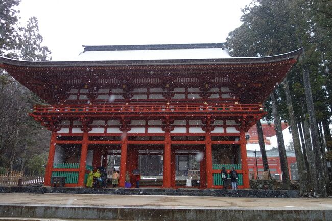 奈良・和歌山２泊３日の旅　雪の高野山大門・中門巡り