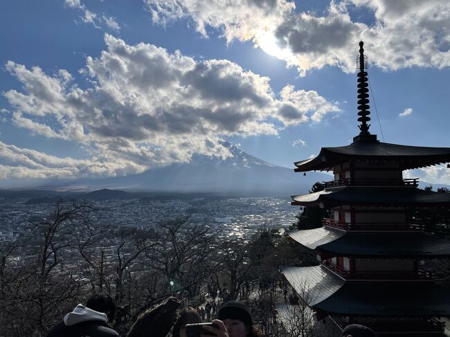 子供達がいない初めてのお正月。<br />長男夫婦は、長男が年末から発熱したため、大事をとって会うのをやめて。<br />次男はお正月から仕事の為、帰省しないとのこと。<br />娘は箱根駅伝のお手伝い兼アルバイトで、年末年始は日テレ近くで宿泊中。<br />急遽何も予定がなくなってしまったので、大晦日の夜に何となくホテルを検索したところ、空室を発見しました。<br />マリオットボンボイの無料宿泊を使って、山中湖に泊まりに行ってきました。<br />ペットと一緒に泊まれるお部屋もあったので、ワンコも一緒です。<br />お天気も良くて、いいお正月になりました。<br />