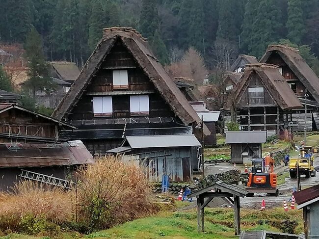 金沢近江町市場、ひがし茶屋街、山中温泉(ずわい蟹の夕食、朝食付)、白川郷、飛騨高山散策の2日間のバスツアーでの旅模様です。