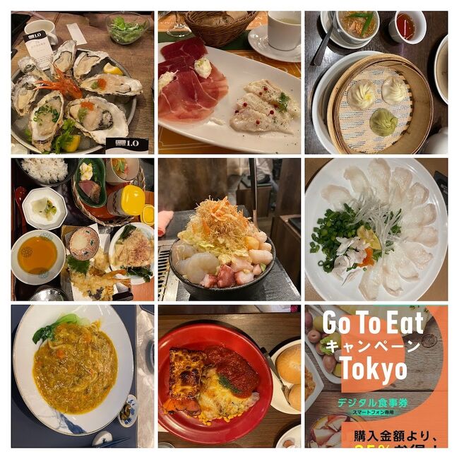 GoToイート東京デジタル券5回分￥100,000を使って行ったいろいろなお食事処