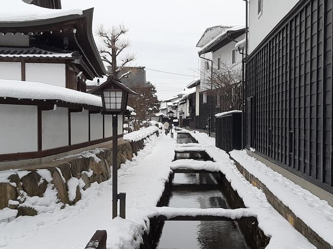 2023年2月上旬、冬の飛騨地域を訪れました。<br />最近は冬に一度、凄く寒い所もしくは雪の深い所を訪れています。<br /><br />旅程は以下の通り<br /><br />2/3 飛騨古川 → 高山<br />2/4 白川郷 → 高山<br />2/5 高山<br /><br />この旅行記は初日、飛騨の小高山？　白壁土蔵の街・古川を訪れた時のものです。雪が降ると大変だなと思ったのですが、幸い雪は降らず、逆に雪が融けるほどの気温でもなく、快適に観光ができました。