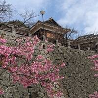 23年3月雨の道後温泉、青空の松山城