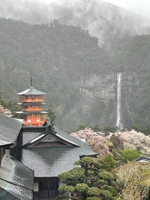 １泊２日で那智大社、青岸渡寺、飛瀧神社にお参りします。紀伊勝浦まで特急くろしお号で約４時間、遠いです。