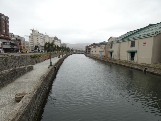 かつての商都で今は観光都市・小樽を代表する観光スポットが小樽運河です。都はるみの1990年のヒット曲「小樽運河」にも謳われ、テレビにもよく映る人気の場所です。国際貿易港として栄えた小樽港の取扱荷物が増えた為、沖合で艀を使った荷揚げから艀が倉庫の近くまで直接行ける様に大正12年（1923）建設したのが小樽運河です。緩やかに湾曲しているのが特徴で、全長は1，140ｍ、幅20m、北運河は幅40mのままです。戦後運河の使命を終え、歴史的建造物の保存を兼ねた再生計画で昭和61年（1986）今の姿に完成したようです。小樽運河周辺は小樽歴史景観区域に指定され、石造倉庫群や芸術村、歴史的建造物群、運河クルーズ、等見所が沢山有ります。浅草橋周辺と中央橋周辺、運河散策路、臨港線沿いも楽しいスポットです。4月の観光でしたが雪の積もった冬もまた趣が違って良さそうですね。