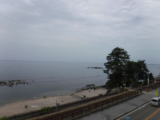 ７月に入り平日の休みが取れたので、日本海の海を見に雨晴海岸に行きました。<br />午前中は天気もよく、立山連峰がみえるかなと思ったのですが、途中事故渋滞で１時間ほどトンネルの中で<br />止まっていて、着いたころには曇っていて残念ながら立山連峰は見えませんでした。