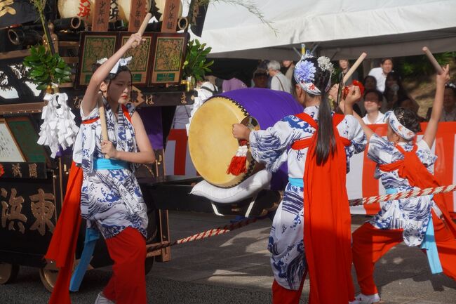 福岡県の祭りと言えば、博多山笠。ド派手な飾り山笠の迫力ももちろんですが、早朝に市街を駆け抜けるスピード競争も熱い戦い。見ている側にもその真剣な必死さがしっかり伝わってきて、山笠がいかに博多の街の誇りであるか。それを育んだ博多の町衆の力がどれほどのものか。いろんな意味で伝統の重さに圧倒されるようなところがありますね。そして、もう一つの博多どんたくも昨年拝見して、ちょっとひと段落という感じになっていたのですが、ただ、そう言えばと気になったのが小倉祇園太鼓。博多の山笠に対しては小倉の祇園太鼓。ともに全国区の知名度がありますし、国の重要無形民俗文化財。福岡県内でもはっきりとそれ相応の位置づけがありますからね。とは言え、あんまり具体的なイメージが湧かないのも正直なところ。やっぱり、例によって、これは実際に行ってみないと始まらないようで。<br /><br />さて、小倉祇園太鼓が始まったのは元和4年(1618年)。この年、豊前国は干ばつ、疫病、水害と災害続き。藩主細川忠興は対策に乗り出し、自らも八坂神社に参籠へ。危機を脱したことに感謝して、京都の祇園祭を倣って盛大な祇園祭を行ったのが始まりだとか。ただ、この時はまだ太鼓の姿はなく、太鼓が登場するのは藩主小笠原忠雄の頃の万治3年(1650年)。江戸の神田祭、山王祭の囃方からヒントを得て太鼓を取り入れたのだそう。いずれにしても400年の歴史ですから、なかなかのものですね。<br />今回訪ねたのは小倉祇園太鼓の二日目。この日のメインは、子ども競演会です。子ども競演会は、据え太鼓と山車を運行しながらの歩行打ちの二部構成。据え太鼓の部4,山車(歩行打ち)の部29の参加チームが、審査員の前で順番に練習の成果を披露します。<br />ちなみに、小倉祇園太鼓の特徴は両面打ち。片方の太鼓は抑揚を付けた「カン」もう一方は単調な基本音の「ドロ」。リード役のヂャンガラが速さを整えていくという役割分担。緊張の面持ちで日ごろの練習通りの動きを確かめるような感じかな。一方の山車をひく子どものお囃子は和気あいあいの雰囲気ですが、それでも精一杯のパーフォーマンスがこちらにもよく伝わりました。<br />子ども競演会でそれなりに満足しての帰り道だったのですが、紫川の方まで帰ってきたら、今度は据え太鼓披露会場で大人たちの強烈パーフォーマンスとの遭遇。ドンカラ、ドンカラ。こちらはリズムも早いし、同じ小倉祇園太鼓とは思えないド迫力。しばらく足を止めて、その凄まじさに目を見張りました。もしかして、翌日の大人の太鼓総見がこういうのだったとすると訪ねる日を間違えたような気もしないではなかったのですが、まあまあこれを拝見したことで、最低限のカバーはできたのかな。一方で、祭りのパンフレットを拝見すると、小倉祇園太鼓は「ゆっくりとした独特のリズムこそ「正調打ち」とされ難易度が高く、その音色は雅で厳かとされています」とした解説もありますから、たぶん、これは映画「無法松の一生」で有名になった暴れ打ちの流れ。そういう意味では亜流のものでしょうが、こうしていまや前面に出てきているのはある面、祭りの進化。伝統の正調に新たな魅力が加わったことで、小倉祇園太鼓の凄味がより分かりやすくなったのではないかとも思います。例えば、阿波踊りだって、正調の阿波踊りから早打ちに転じると局面が一変して楽しいですからね。山形花笠まつりでも威勢のいい笠回し系が考案されたり、気持ちが高揚する中ですから過激な要素はそれなりに必要。祭りの方向性として共通する感覚なのかもしれません。