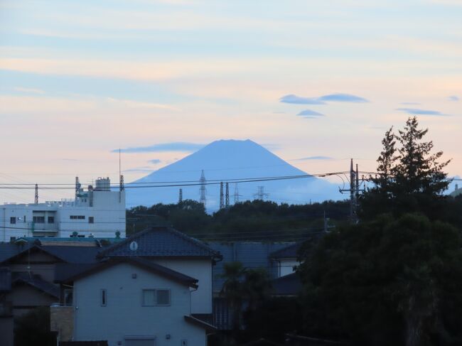 8月8日、午後6時半過ぎにふじみ野市より素晴らしい夕焼け富士が見られました。　藍色の富士山で美しかったです。<br /><br /><br /><br /><br /><br />*美しかった藍色の富士山