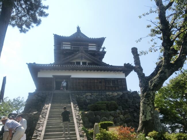 気温35℃、熱中症警報が出ているが、福井に来たからには、丸岡城に行かねばなるまい。現存12天主の中ではかなり地味な存在の丸岡城、この機会を逃すと未訪問のまま終わってしまいそうで、、、、<br />で、丸岡駅にやって来た。丸岡駅から丸岡城は4km程離れているので、この炎天下、その距離を歩くつもりはなく、バスに乗ろうと考えていたのだが、バスは2,3時間後、、、、、<br />朝、訪れた九頭竜線といい、丸岡のバスといい、この地域は基本的に自家用車もしくはレンタカーで動かないと不便ですねー。18きっぱー泣かせです。<br />仕方なく炎天下を歩いて、丸岡城へ。さすが現存12天守という素晴らしさでした。これで、訪れていない現存12天守は弘前城と高知城の２城となりました。<br />更に、入城料で入館できる丸岡歴史民俗資料館と「一筆啓上日本一短い手紙の館」へ。芦原温泉方面のバスが、1時間20分後だったので、時間をかけてたっぷり堪能しました。<br />