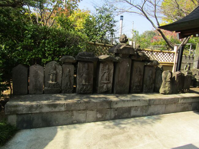 　横須賀市大矢部1にある満昌寺の門前には庚申塚がある。<br />　14基から成り、数が多く、立派なものもある。中でも庚申塔の数が多い。<br />　石の風化状態から銘にある貞享4年（1687年）や元禄6年（1693年）などから江戸時代の17世紀以降に建立されたものであろう。<br />（表紙写真は満昌寺門前の庚申塚）