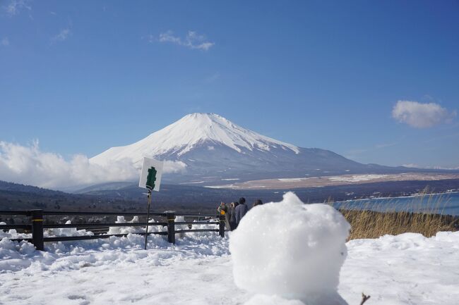 今だに生の富士山を見たことないあめちゃん夫婦<br />新幹線からでもいつも天気が悪くお目にかかる事がなく<br />この歳になりました<br /><br />ロゼシアター富士で「南こうせつ 伊勢正三」のコンサートを<br />見に行く事が決定し、憧れの富士山に会える事が実現しました<br /><br />日目　 大阪から車で湯河原温泉<br />　　　昼食　浜松SA (石松餃子)	<br />　　　夕食　チャーリーズ(イタリアン)<br /><br />2日目　 湯河原→忍野八海→富士市コンサート<br />　　　朝食　コンビニ 	<br />　　　昼食　庄や(ほうとう)<br />　　　夕食　魚がし鮨 流れ鮨 (お寿司)<br /><br />3日目　 富士市→信栄寺(浜松)→大阪<br />　　　朝食　ホテル 	<br />　　　昼食　刈谷SA (だしまきサンド)<br /><br />2月9日  エクシブ湯河原離宮 宿泊<br />2月10日 くれたけイン富士山 宿泊<br /><br />2日目は湯河原温泉から山中湖経由で忍野八海を見学し<br />昼食にほうとうを食べて夕方のコンサート<br />3日目は昨年亡くなった愛犬の菩提寺に向かい大阪へ帰ります<br />友人夫婦4人での旅物語です<br />