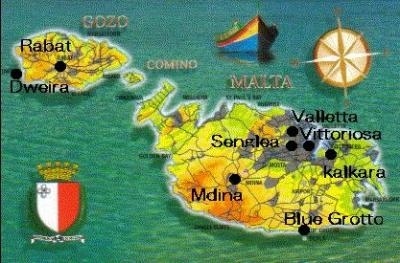 マルタ島を旅する<br /><br />某旅行社の地中海の青い海に浮かぶ小さな島、<br />マルタ島ツアーのパンフレットを見て、<br />マルタ島に行きたくなった。<br />訪れてみたいところもあり、気ままな旅をしようと<br />情報収集を試みたがマルタ島に関する情報が意外に少ない。<br />そこで、旅行期間、費用、5つ星ホテルに連泊、<br />自由時間たっぷりと良さそうなので、<br />この8日間のツアーに急遽参加し、<br />大した準備もなく出掛けた。<br /><br />旅程<br />11月25日：成田～ローマ<br />11月26日：ローマ～マルタ、ヴァレッタ<br />11月27日：ゴゾ島(Gozo)、ラバト(Rabat)、ドエイラ(Dweira)<br />11月28日：ブルーグロット(Blue grotto)、イムディーナ（Mdina）<br />11月29日：自由行動　カルカーラ(Kalkara)、<br />　　　　　　ヴィットリオーザ(Vittoriosa)、セングレア（Senglea）<br />11月30日：マルタ～ローマ<br />12月01日：ローマ<br />12月02日：ローマ～成田