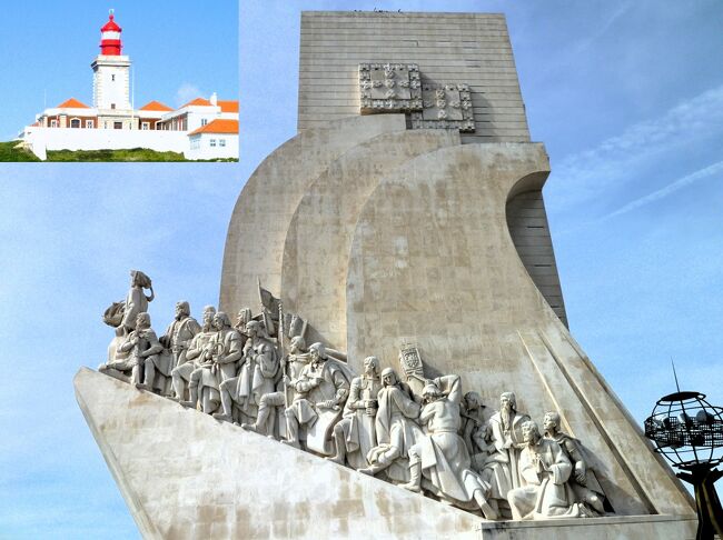 　ポルトガル観光でポルト/コインブラ//を観光し、そして、途中にユーラシア大陸の最西端 ロカ岬を見て、首都リスボンに到着しました…今度の旅行記は　①ロカ岬、②ベレンの塔、③先頭はエンリケ航海王子=大航海時代を記念した碑;`発見のモニュメント`です☆　<br />　<br />　 ①②③は[テージョ川＆大西洋`が軸になった歴史]ですので取り上げでみなしたょ…②で興奮しまして;小学校で覚えた記念碑がありました;先頭はエンリケ航海王子、下から二段目はカトリック教会のフランシスコ・ザビエル聖人,,:暗記！　①の最西端の灯台と記念碑[陸尽き、海はじまる]に感動　③は大西洋が注いてるテージョ川に要塞跡も(日本でも遺跡跡も)<br />　引用) ウィンド・ローズの世界地図<br />　　　「発見のモニュメント - Wikipedia」の挿絵<br />　　　-ja.wikipedia.org/wiki/発見のモニュメント-<br />　+α ;宗谷岬、ブラジルのコルコバードのキリスト像　<br />・ポルトガル記(4)ですが、リスボン記(リスボン観光が多かったので)とします