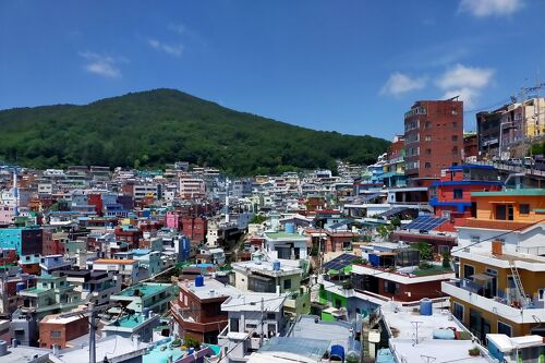 釜山港草梁全景 釜山港 釜山 草梁 全景 朝鮮 列車 汽車