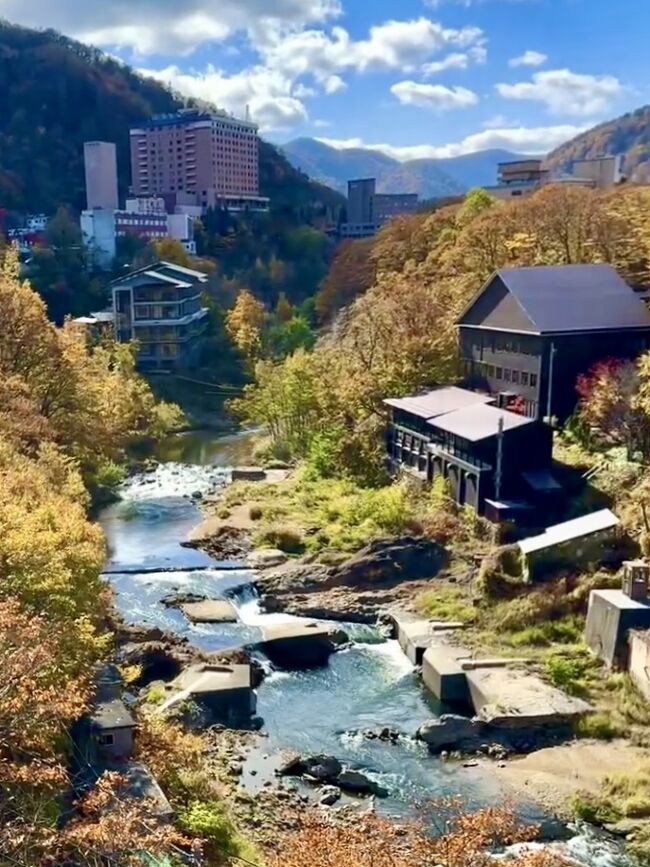 妻が、札幌に遊びに来たので、定山渓温泉に一泊二日で、のんびり秋の紅葉を見て来ました。