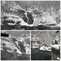 今年最後の旅行は今シーズンの初スキーです。④奥鬼怒の秘湯である大雪の八丁湯にチェックイン！雪降る露天風呂を満喫しました。