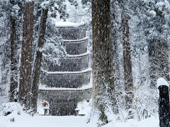 暴風雪の中の五重塔