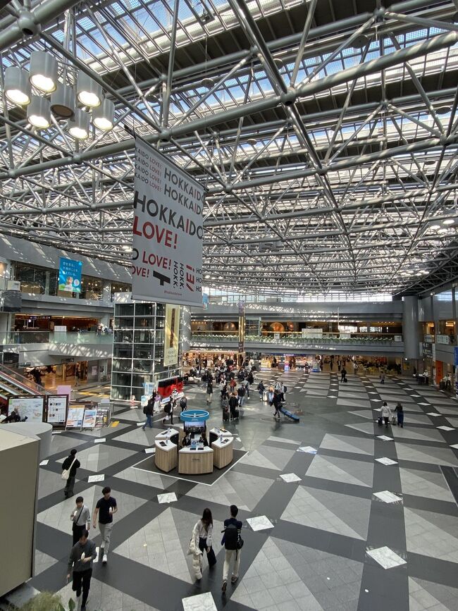 2泊3日最終日<br />ゆっくりチェックアウト、札幌からそのまま新千歳空港へ。<br />邪魔な荷物は預けて手ぶらになりスッキリ。<br /><br />色々なお店を隅々まで楽しんだ後そろそろ保安検査に。<br />私たちの番になったチケットがエラーに…<br />その時…知りました。<br />私の乗る便が欠航になったこと(´༎ຶོρ༎ຶོ`)<br />カウンターは長ーーい行列。<br />雪も降ってないのに欠航ってなぜ???