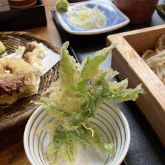 山形出張のついでに "銀山温泉" へ ⑤ "そば処 瀧見亭" で、ざる蕎麦 & 天麩羅盛合わせ。お見事、"山菜天ぷら" の艶姿 ！