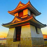 高松盛夏15　高松城址‐高松駅辺り（報時鐘）夕焼けに誘われて　☆北浜海岸散歩‐徳島ラーメン