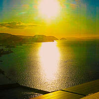 高松盛夏24 　港辺り夕景　高松シンボルタワー　高さ四国一　☆30階～夕陽　BlueMoment　