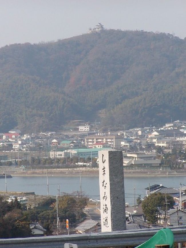 来島海峡ＳＡより今治城を望む・・・（山のてっぺんに見えるかなぁ〜？）