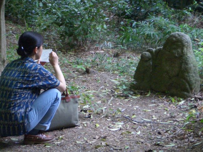 うずら、絵手紙を描く図。<br />