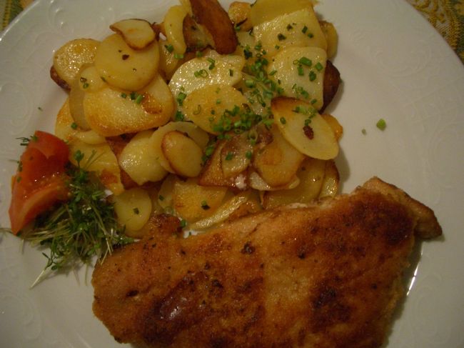 こちらもドイツ定番・シュニッツェル。とんかつみたいなものです。<br /><br />塩･コショウ・レモンで食べられればよいのですが、知らずにソースがどっちゃりかかったのが出てくると、泣きたくなります。これは･･････グートでした！<br />
