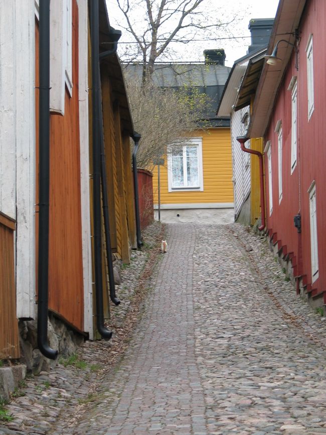 ラウマに引き続き、ここでもネコちゃんに会いました。<br />だけどこのネコちゃんは警戒心が強くってすぐに逃げちゃいました。<br />石畳を歩くネコちゃん。絵になります。