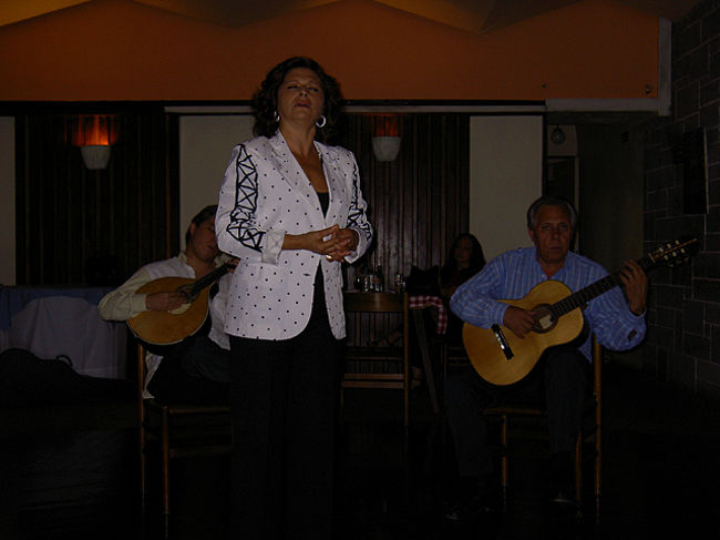 夜は、ファドを聴きに丘の上のレストランへ。私達のほかに一組のお客さんがいただけで、ほぼ貸しきり状態。一人当たり１０ユーロと言われていたけど、お金はとられず。（ラッキー？)