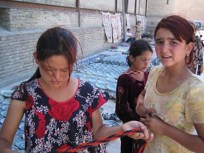 シルクロードの商人達。実にパワフル。なかなか離してくれない。<br />こっちも負けてはいられない。向うの言い値の20分の1から始めて10円単位で値切りまくる。彼女達との交渉は実に楽しかった。<br />最後には「お前みたいに手強い日本人を見たことが無い」といわれた。ある意味勝った気分になった。