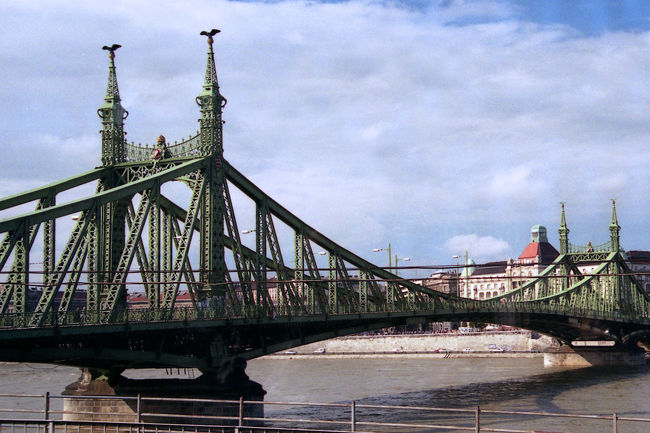 自由橋<br />別名「フランツ・ヨーゼフ橋」。もともと、こちらが正式名称だったそうですが、帝政崩壊後「自由橋」に改名されたそうです。ハプスブルクの皇帝であるフランツ・ヨーゼフはハンガリー国内で人気がないんですね。帝政時代の人だから当然かもしれません。<br /><br />トラムが走っていますが、橋の老朽化に伴いトラムの重量に耐えたれなくなって来ているそうです。架け替えられるか、地下鉄が通るか、どちらかの運命をたどる事になりそうです。