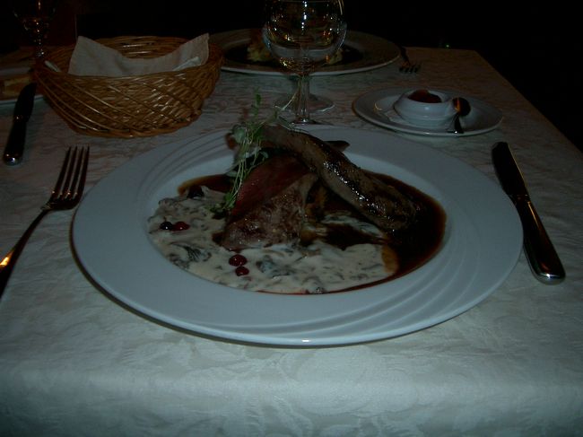 ホテル近くの”ＳＩＢＥＲＩＡ　ＲＥＳＴＡＵＲＡＮＴ”にてお食事。これはトナカイのタンステーキ！ナイフで切る時に少々硬いかなと思いましたが、いざ口の中に入れるととろける柔らかさ！！クリームソースも絶品でした。