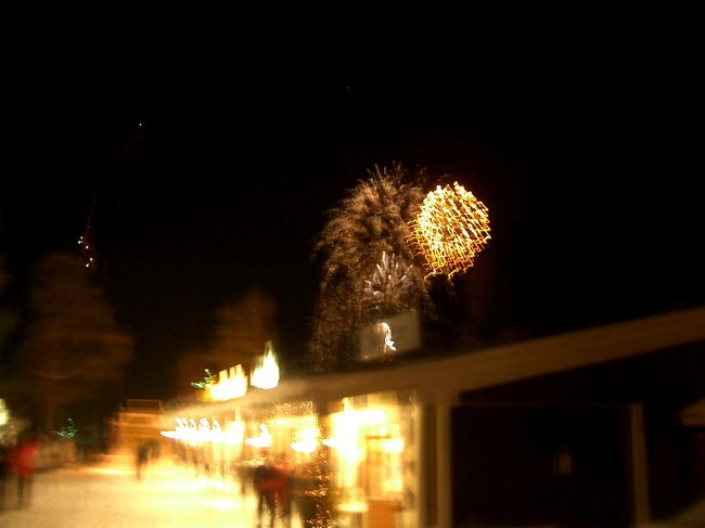 かなりボケてしまいましたが、Ａ　ＨＡＰＰＹ　ＮＥＷ　ＹＥＡＲの花火！この時は皆バーの外に出て、花火を見上げていました。朝になると花火の残骸があちらこちらに。