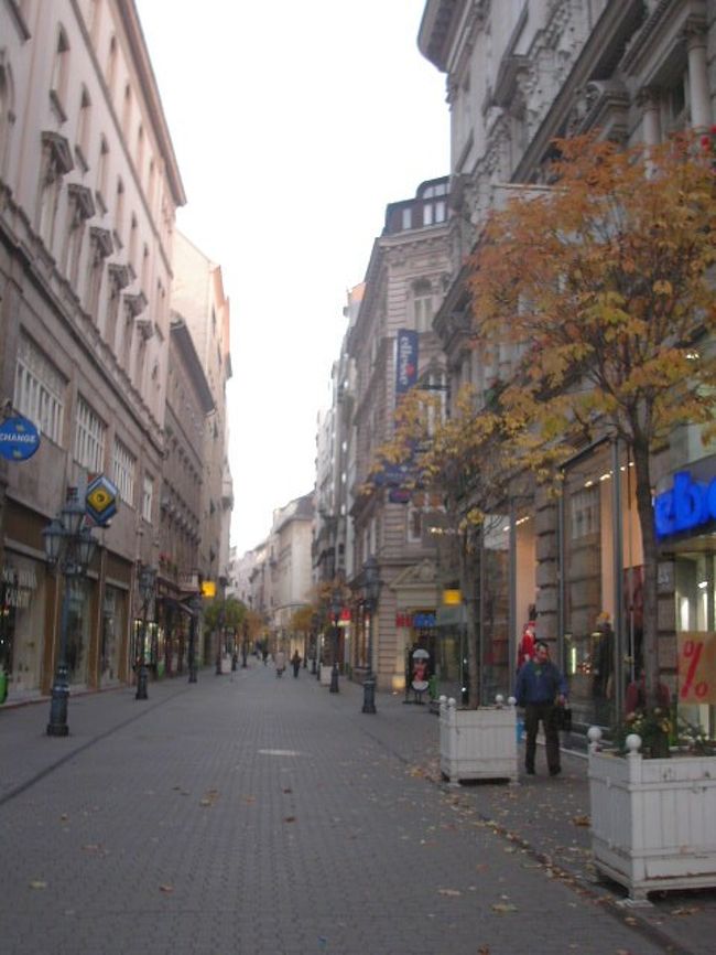 ブダペストの繁華街、ヴァーツィ通りも早朝のためか人通りは無に近い。<br />いやぁ、閑散ですね。<br />これもまた別角度から市内を見ていて面白いです。