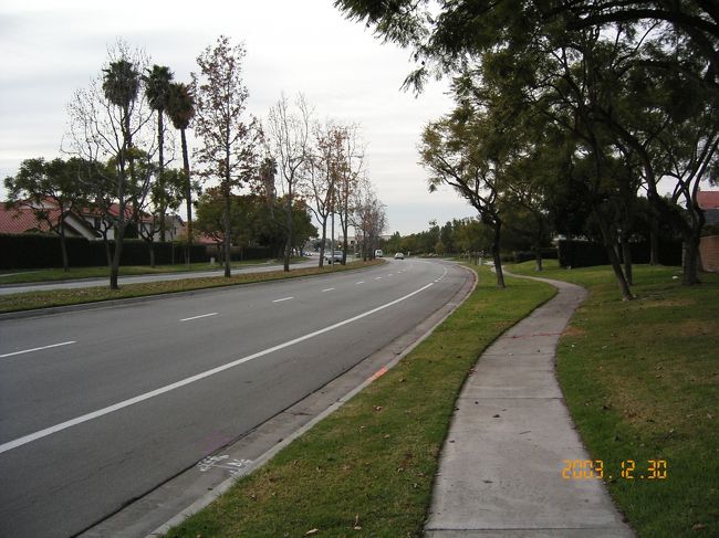 広い歩道に人の姿はない。みんな移動には、車を使用する。