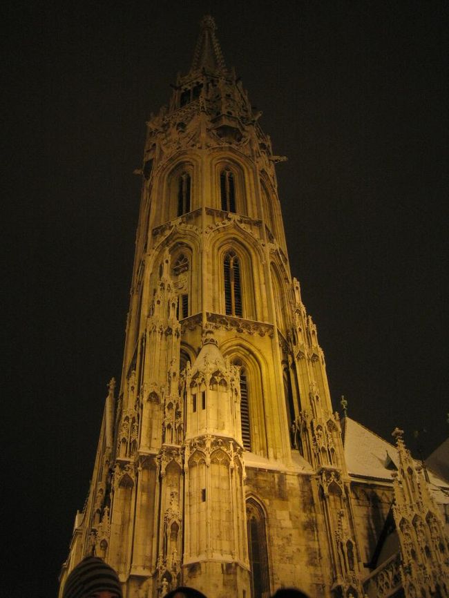 夜の１０時なのに平気で出歩いていました。<br />やっぱり丘に登らないと、王宮の丘に。<br />モスクワ広場から王宮バスに乗ってえんやこら。<br />マーチャーシュ教会です。<br />ライトアップされていてキレイだね。